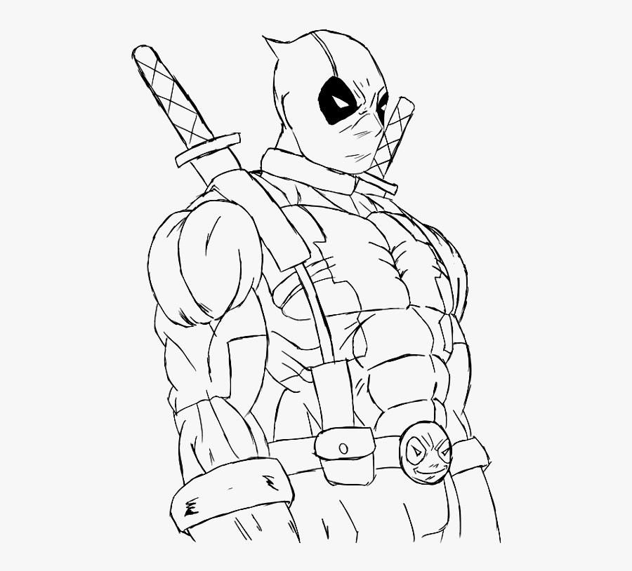 #deadpool #outline #draw #line #drawing #freetoedit - Marvel Coloring Pages Deadpool, Transparent Clipart