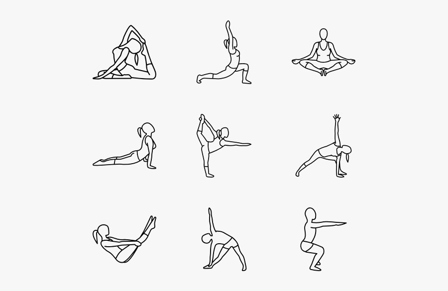 Yoga And Pilates - Line Art, Transparent Clipart