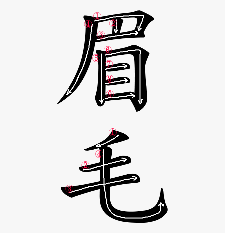 Japanese Word For Eyebrow - Kanji For Demon Stroke Order, Transparent Clipart