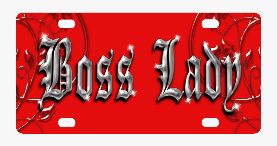 Red Boss Lady Bling Classic License Plate - Calligraphy, Transparent Clipart