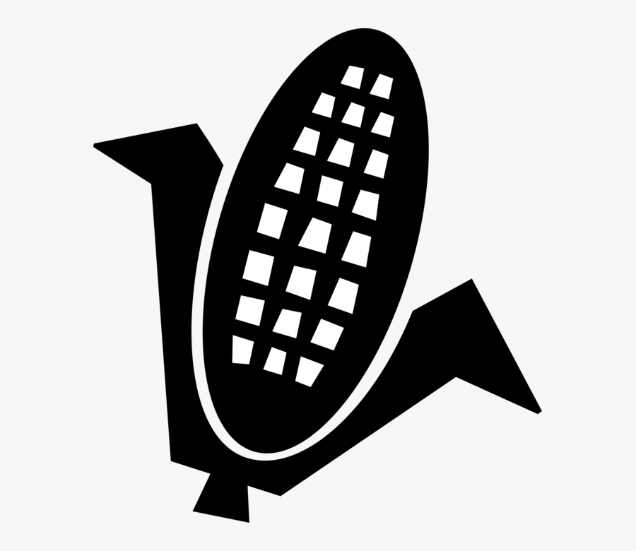 Vector Illustration Of Corn Husk Cob Of Corn - Emblem, Transparent Clipart