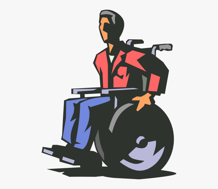 Vector Illustration Of Disabled Man In Handicapped - Transparent Disabled Wheelchair Png, Transparent Clipart