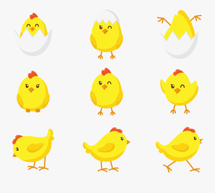 Easter Chick Cute Icons - Baby Chicken Vector Png, Transparent Clipart