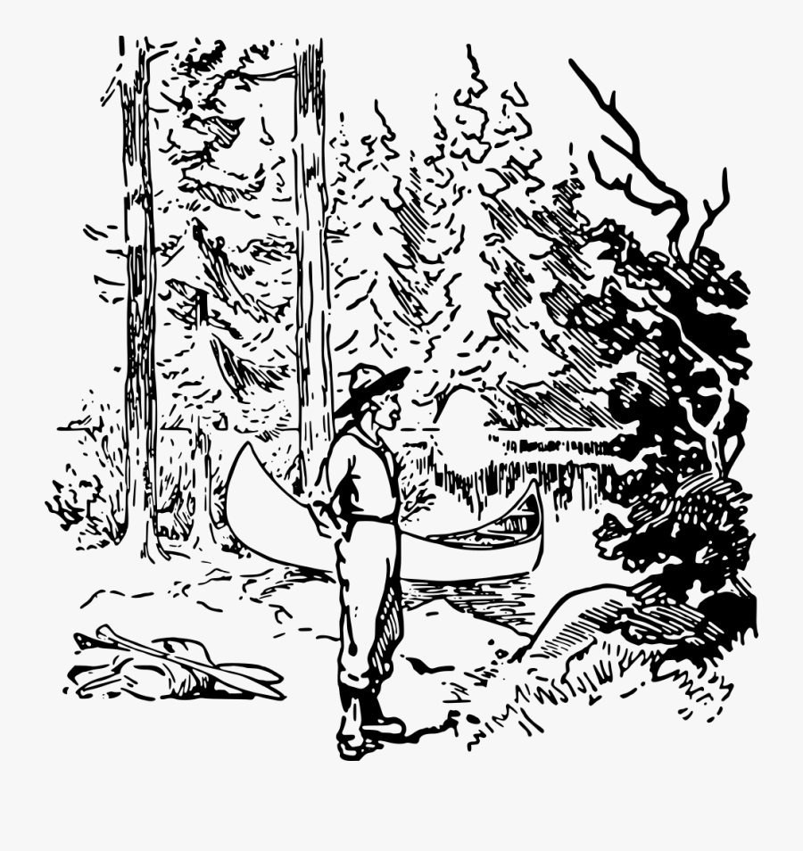 B-p Leader In Camp With Canoe - Baden Powell Drawings Artwork, Transparent Clipart