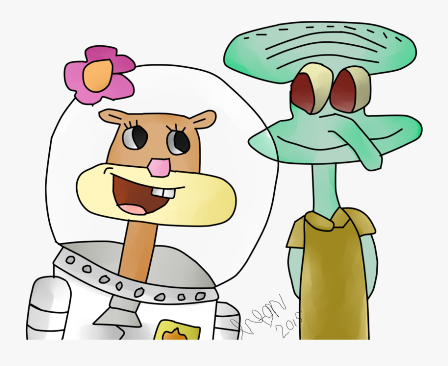 Spongebob Clipart Bacteria - Sandy Cheeks And Squidward, Transparent Clipart