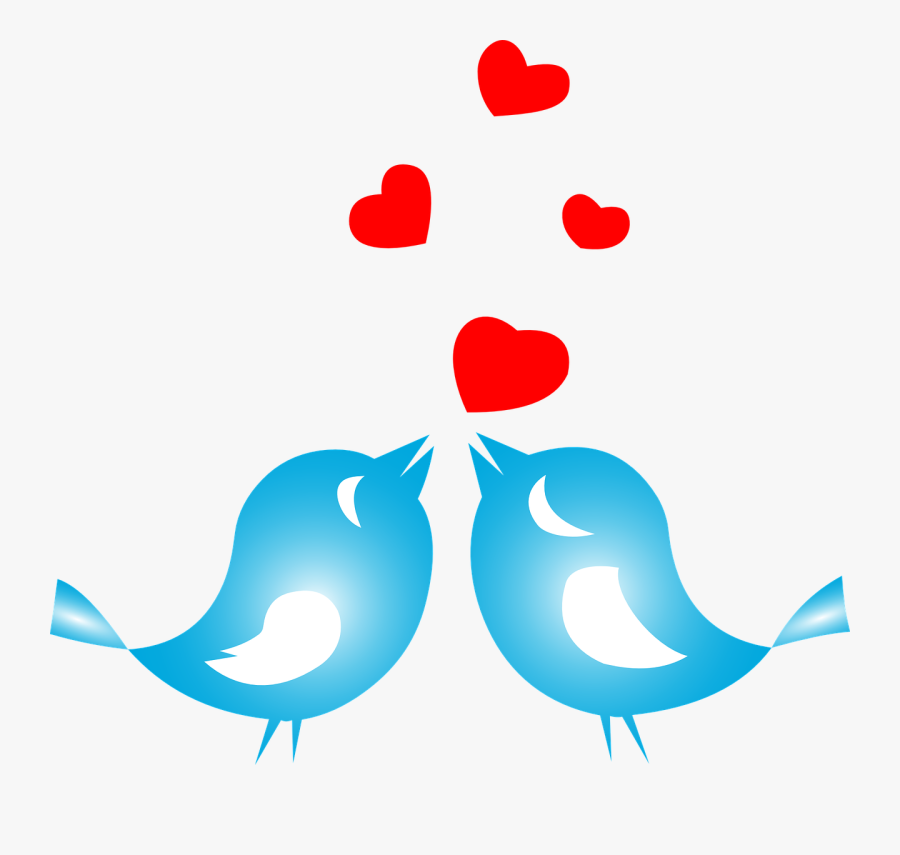 Blue,heart,leaf - Wedding Love Bird Clipart, Transparent Clipart