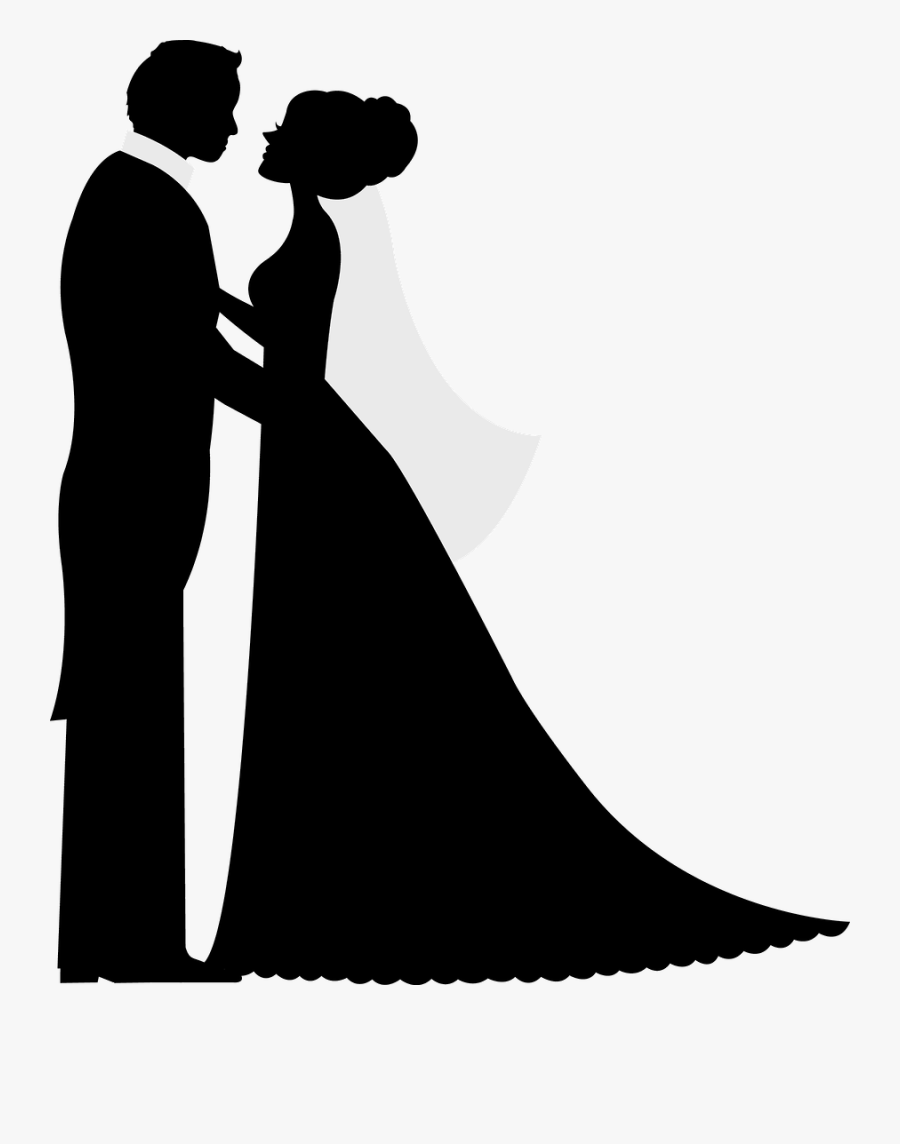 Silhouette Wedding Invitation Bridegroom - Wedding Stickers Black And White, Transparent Clipart