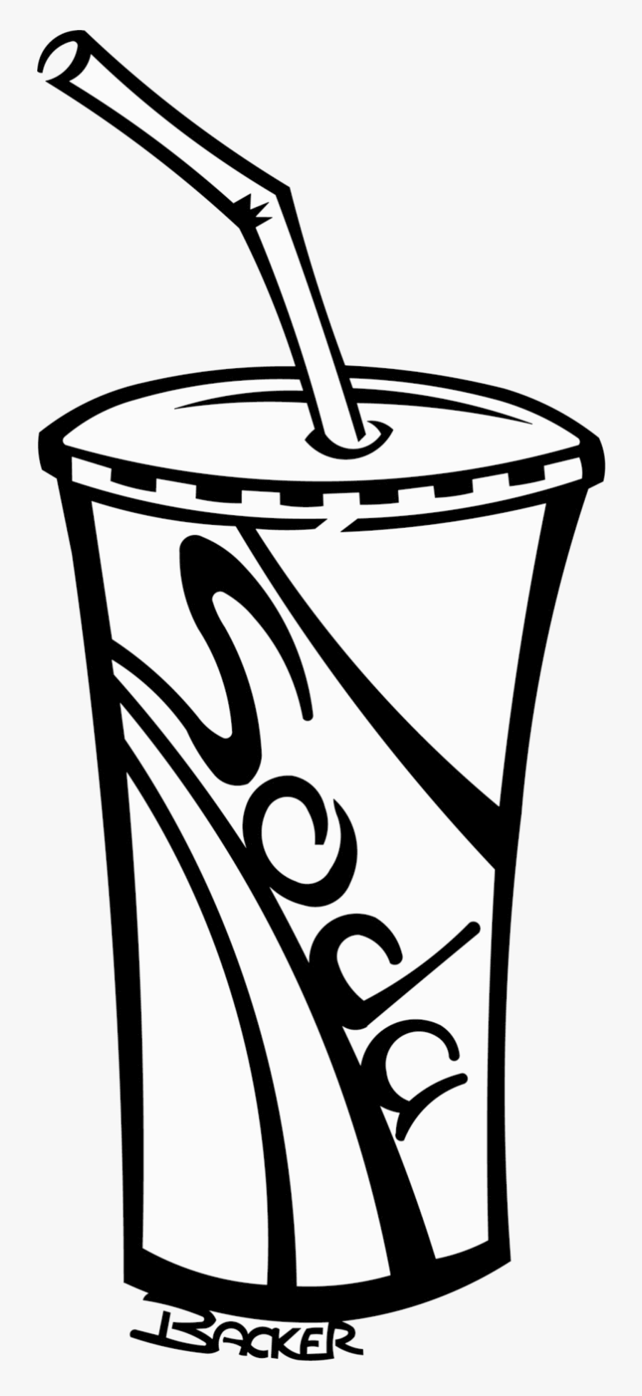 Soda Cup Soft Drinks Clipart Black And White Free Transparent - Drink Cup Clip Art, Transparent Clipart