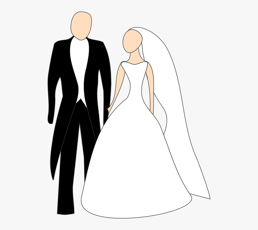 Broom Wedding Free Vector - Black And White Indian Bride And Groom Clipart, Transparent Clipart