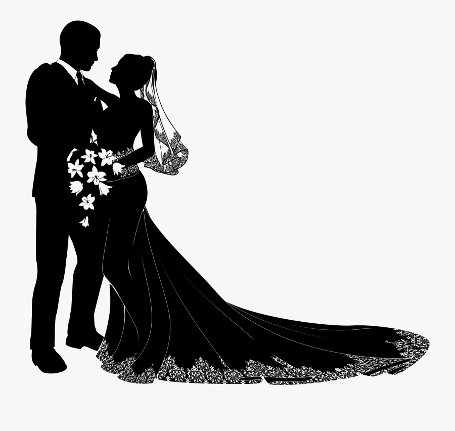 Bride Clipart Transparent Background - Wedding Couple Silhouette Png, Transparent Clipart
