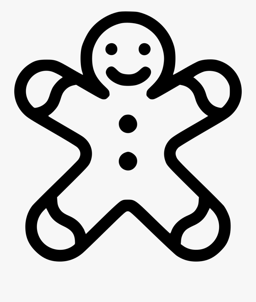 Transparent Gingerbread Man Png - Christmas Icons Black And White, Transparent Clipart