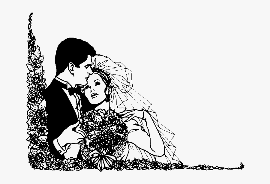 Bride And Groom Silhouettes - Bride And Groom Silhouette Png, Transparent Clipart