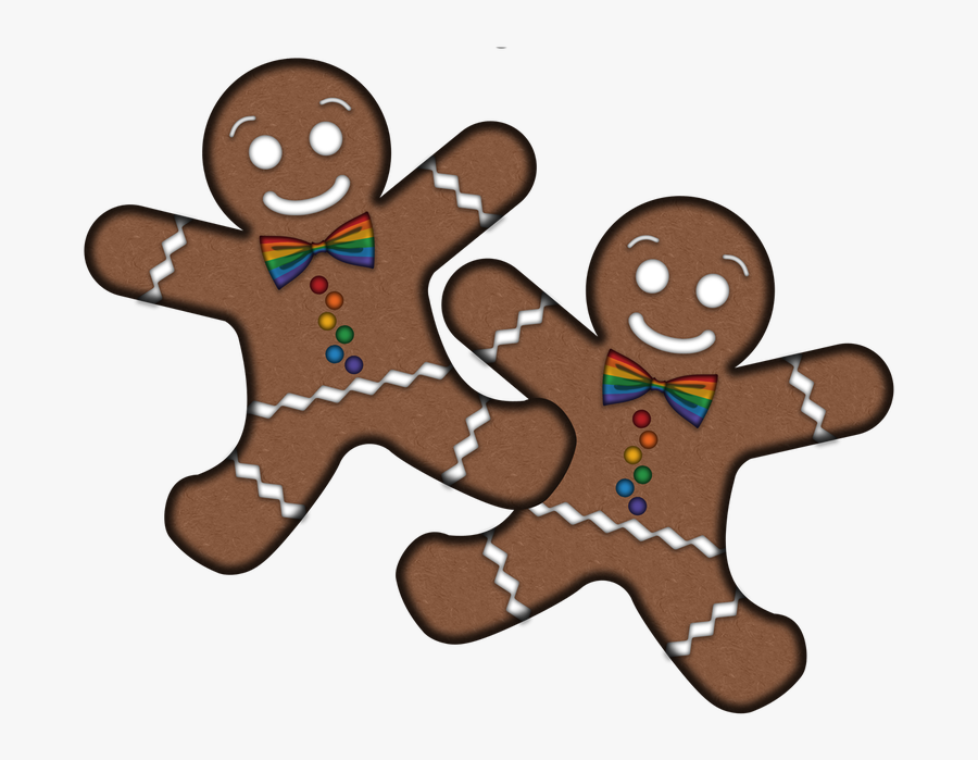 Two Overlapping, Gay Pride, Gingerbread Men With Rainbow-colored - Gingerbread, Transparent Clipart