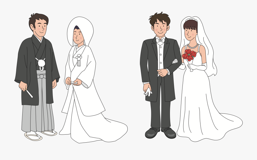 Gown,black Hair,tuxedo - Japanese Wedding Png, Transparent Clipart