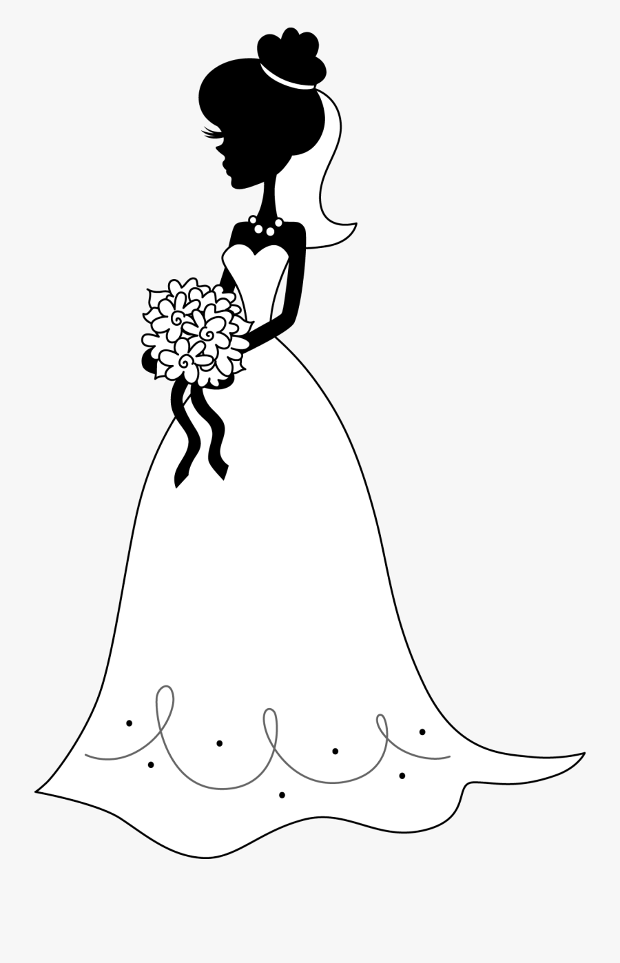 Bride Clipart Transparent Background - White Bride Silhouette Png, Transparent Clipart