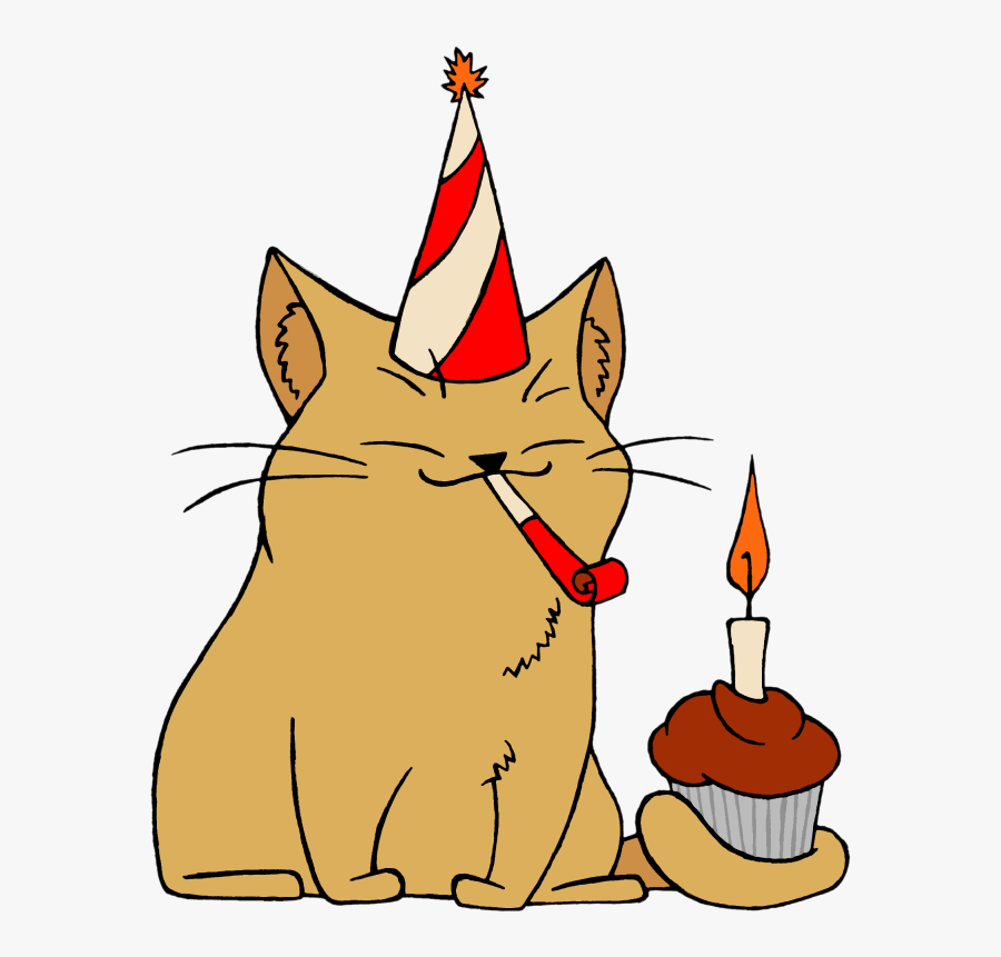 Clip Art Cat Birthday Clip Art - Cat With A Birthday Hat Png , Free ...