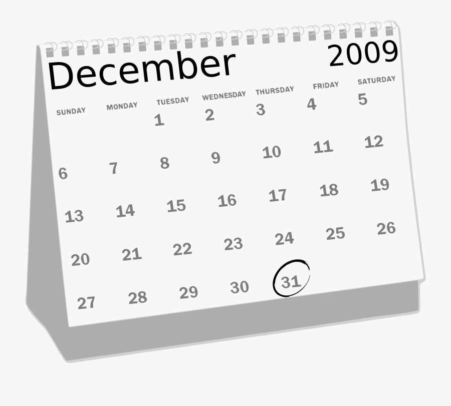 Desk Calendar Picture Transparent Library - Calendar Clipart Black And ...