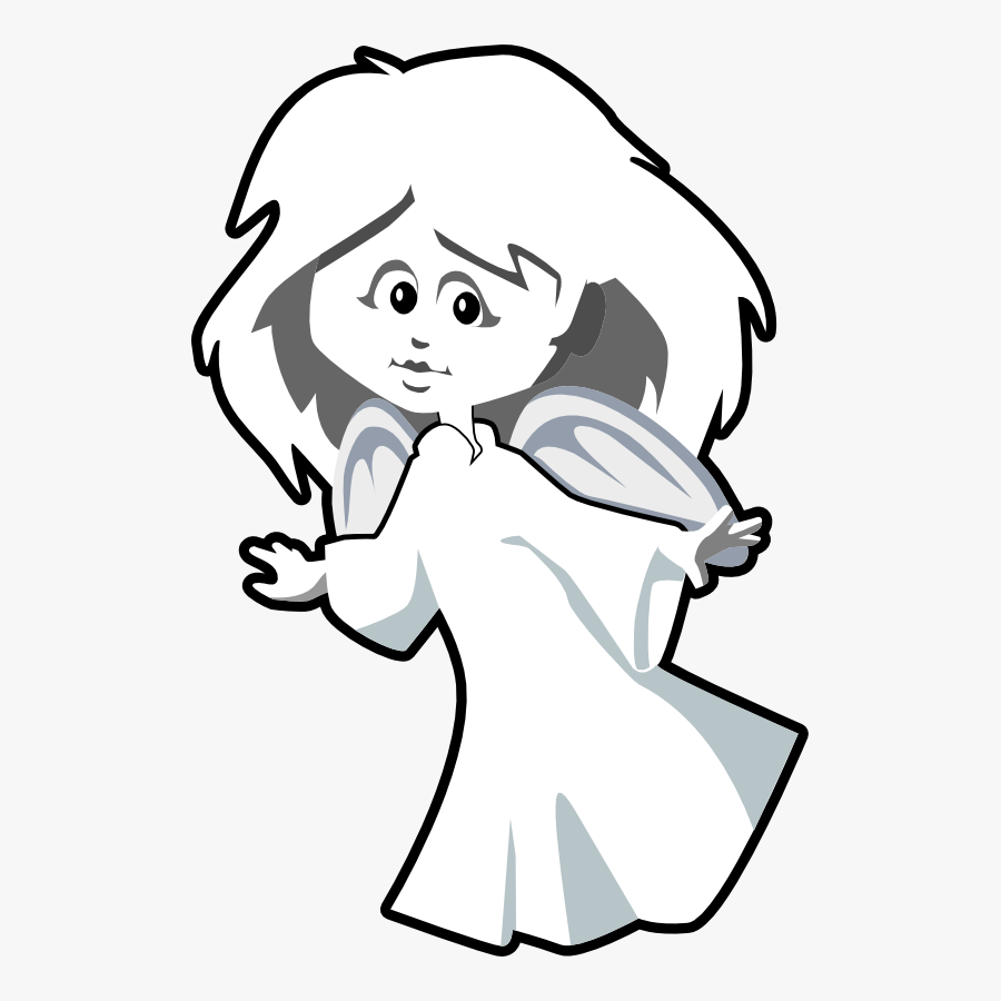 Angel Normal Black White Line Tweet 555px - Cartoon Transparent Background Angel Transparent, Transparent Clipart