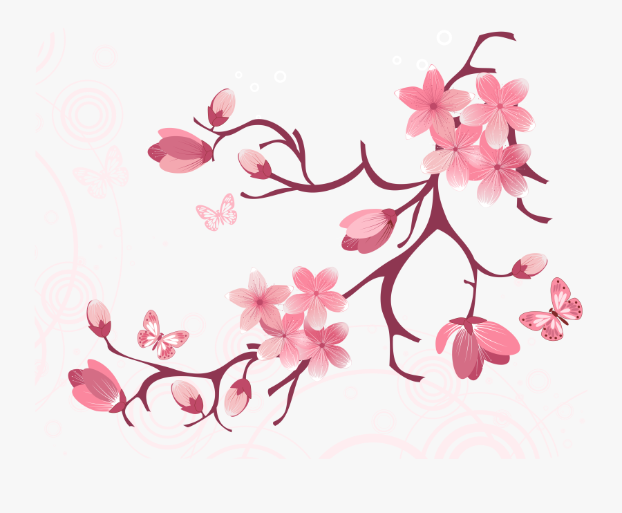 Cherry Tree Branch Clipart - Flower Art Vector Png, Transparent Clipart