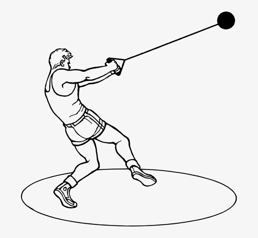 Hammer Throw Track & Field Sports Athlete Drawing - Hammer Throw Black And White, Transparent Clipart