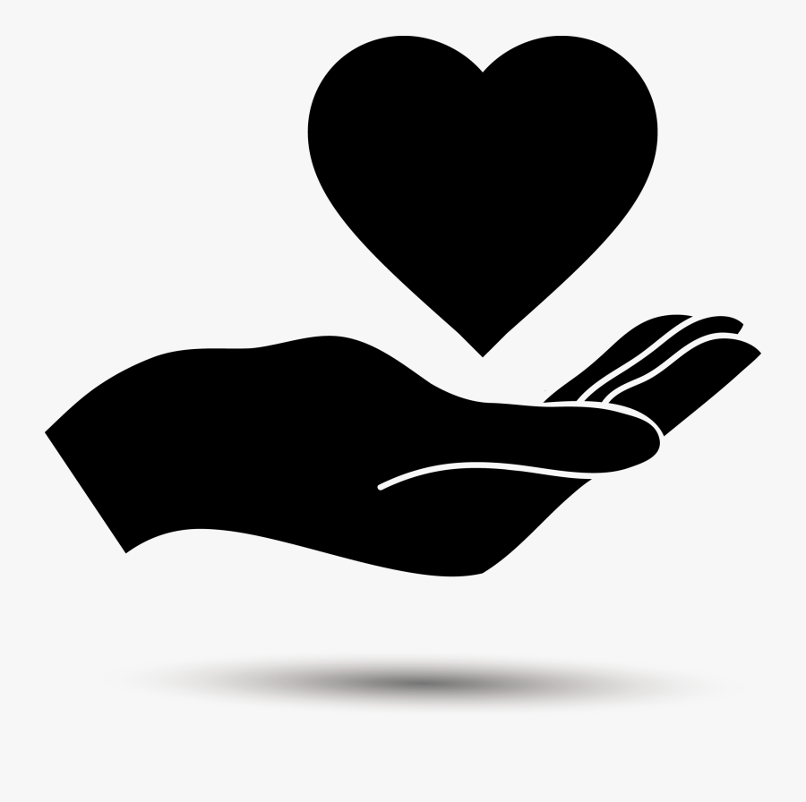 Clip Art Holding Hands Black And White - Hand Holding Heart Clipart, Transparent Clipart
