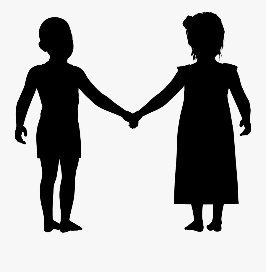 Little Boy And Girl Holding Hands Silhouette Boy And Girl