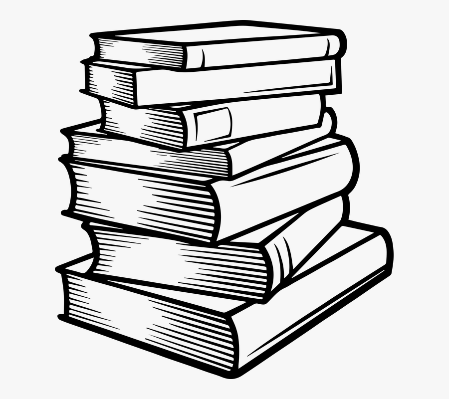 Transparent Drawn Line Png - Black And White Stack Of Books, Transparent Clipart