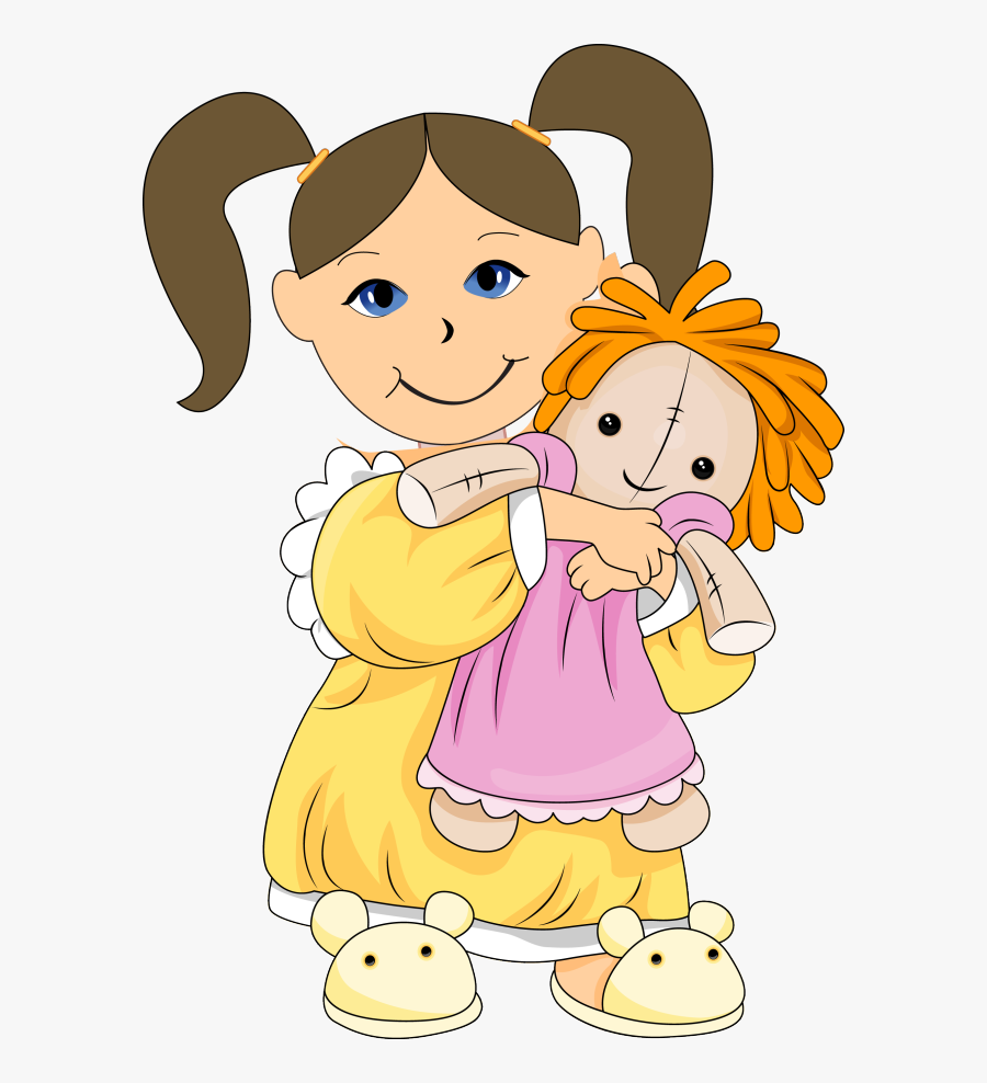 Dolls Clip Art - Girl Holding Doll Clipart, Transparent Clipart