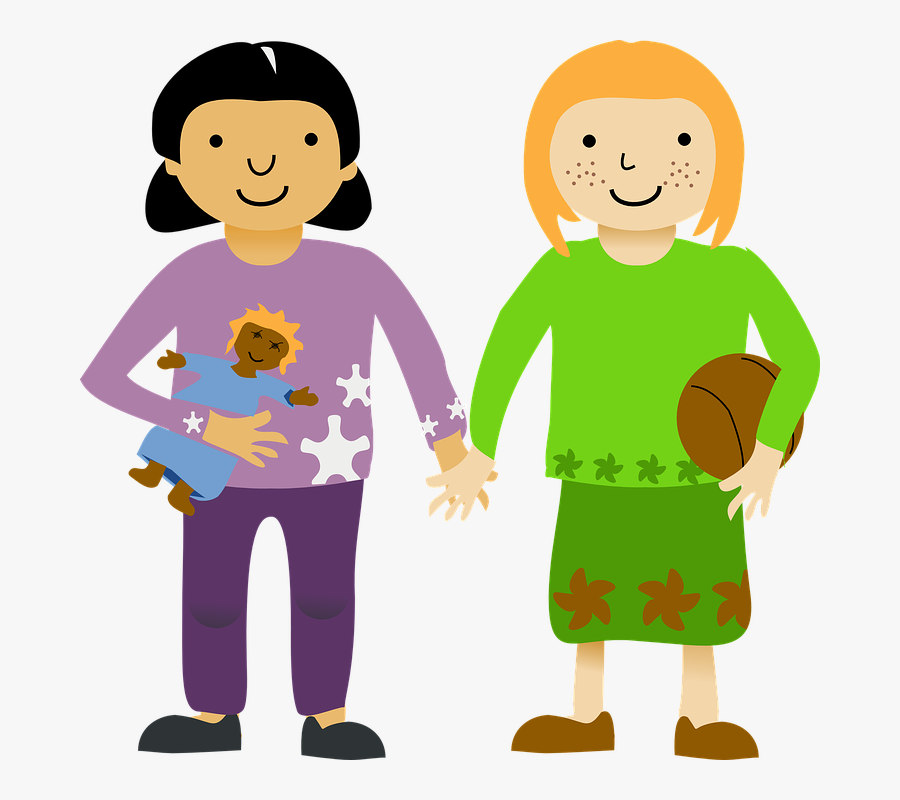 Friendship Two Guy Friend - Girls Holding Hands Clipart, Transparent Clipart