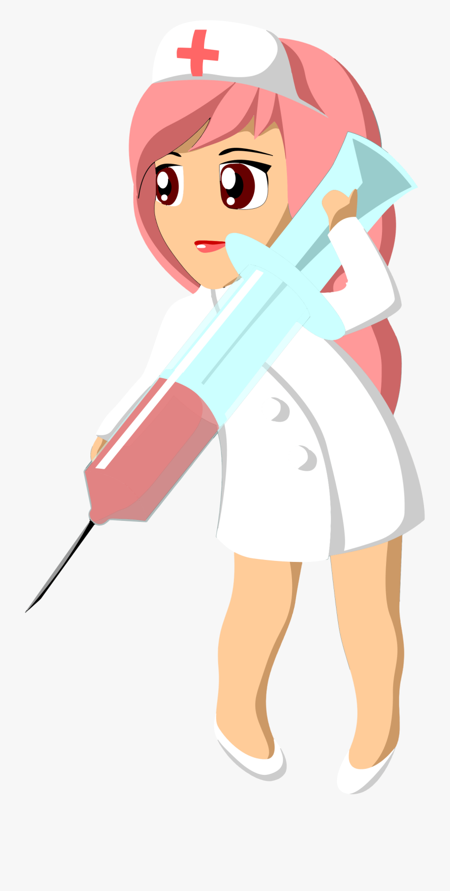 Nurse With Giant Syringe - Animada Imagen De Una Enfermera, Transparent Clipart