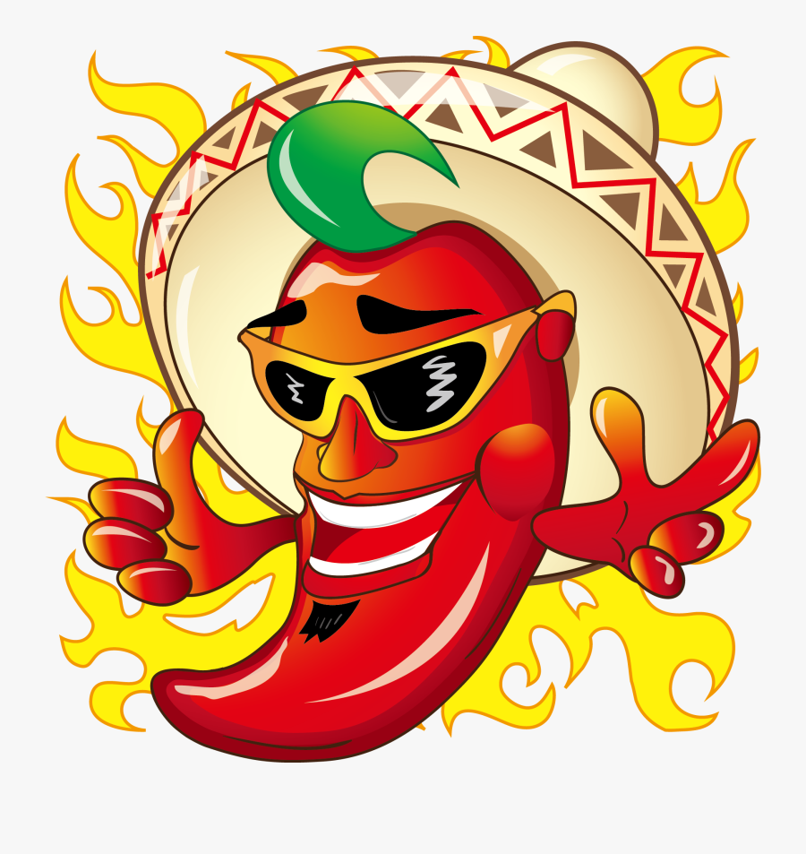 Cuisine Pepper Jalapexf1o Mexican Vector Chili Cartoon - Cartoon Hot Pepper, Transparent Clipart