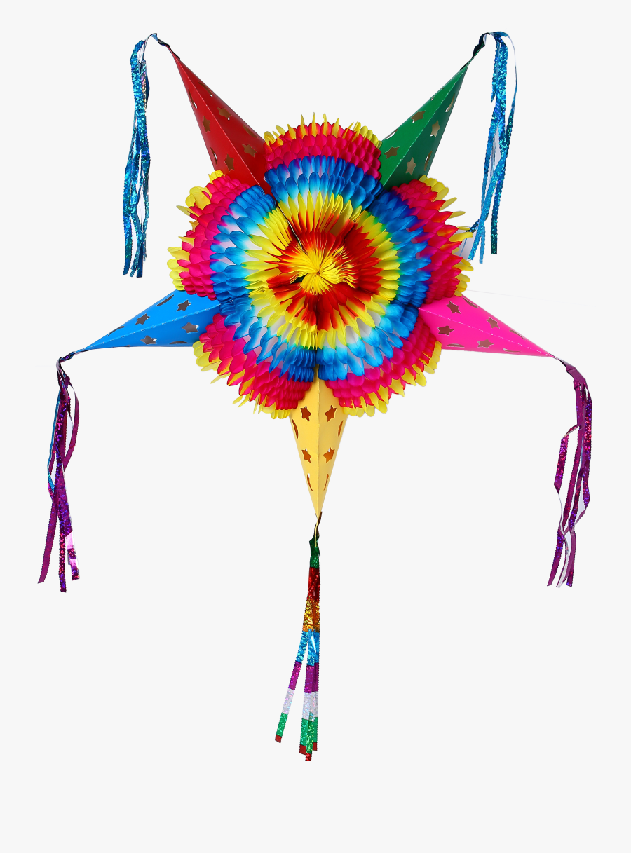 Colorful Star Mexican Piñata Foldable Cardboard Party - Star Pinata Transparent, Transparent Clipart