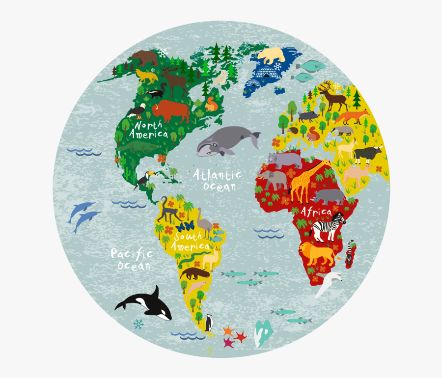 Transparent World Atlas Clipart - Round Map Of World, Transparent Clipart