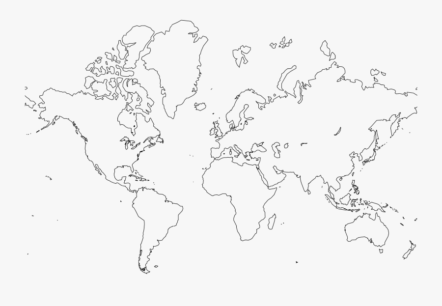 Biggest Free Clipart Site - World Map Outline Large, Transparent Clipart