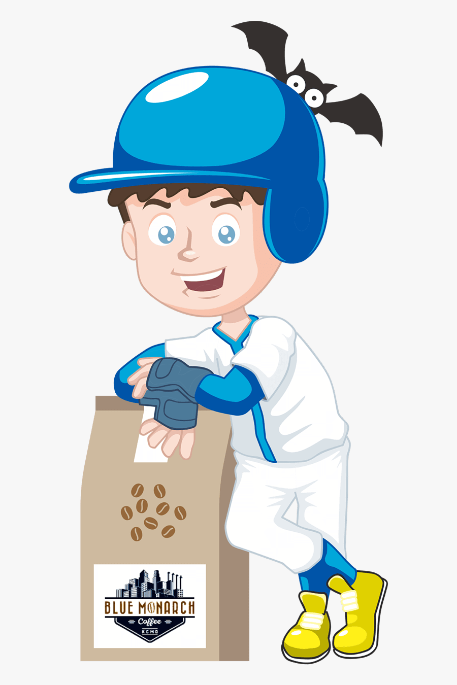 Mascot Design By Graybarbldg421 For Blue Monarch Coffee - Cartoon Baseball Player Clipart, Transparent Clipart