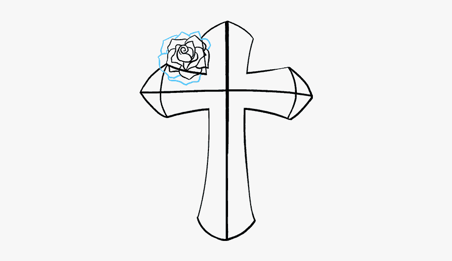 How To Draw Cross With A Rose - God Easy To Draw, Transparent Clipart