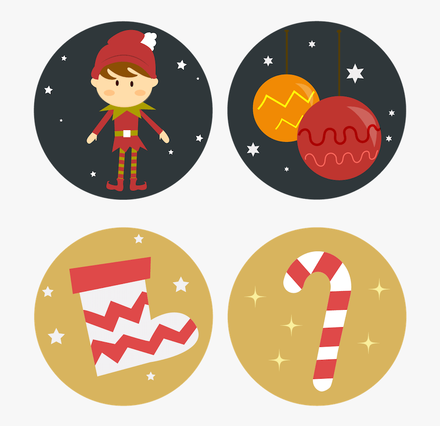 A Christmas Elf, Tree Ornaments, Stocking And A Yummy - Icon Christmas Cartoon Png, Transparent Clipart