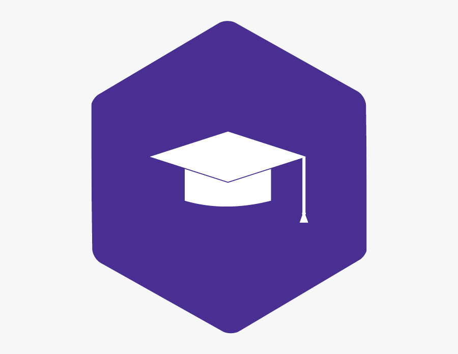 Graphic Of Graduation Cap On Purple Hexagon, Transparent Clipart