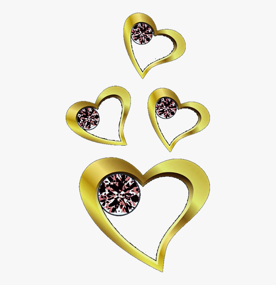 #gold #goldhearts #golden #bling #blingbling #diamonds - Heart, Transparent Clipart