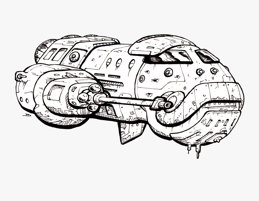 Spacecraft Drawing Sci Fi - Drawing, Transparent Clipart