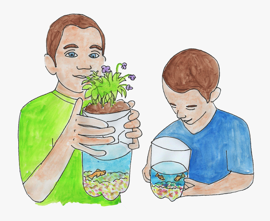 Watercolor Picture Of Kids With Pop Bottle Ecosystems - Ecosystem In A Bottle Diagram, Transparent Clipart