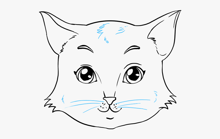 Clip Art How To Draw A - Cat Basic Drawing Face, Transparent Clipart