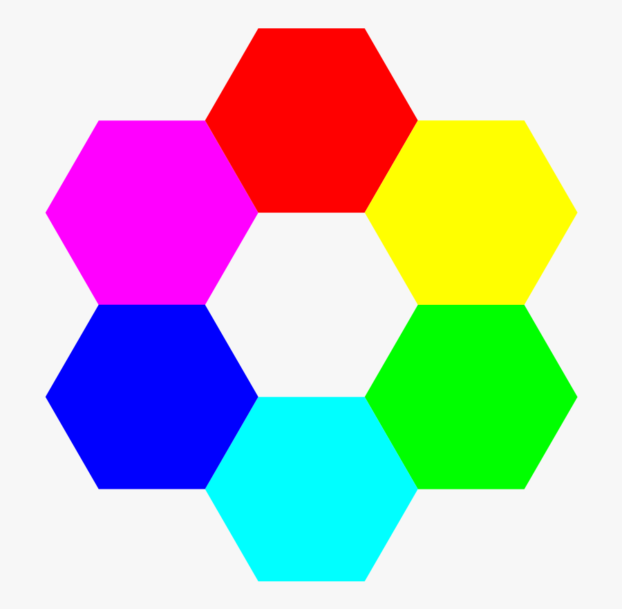 6 Color Hexagons - Hexagon Clipart Rainbow, Transparent Clipart