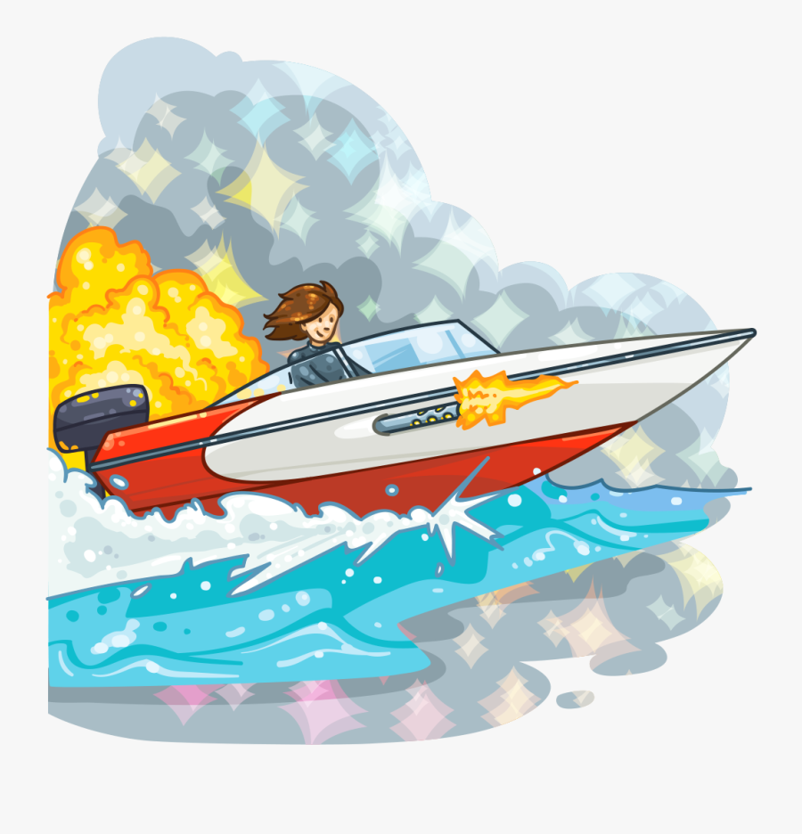 Speed Boat Cartoon, Transparent Clipart