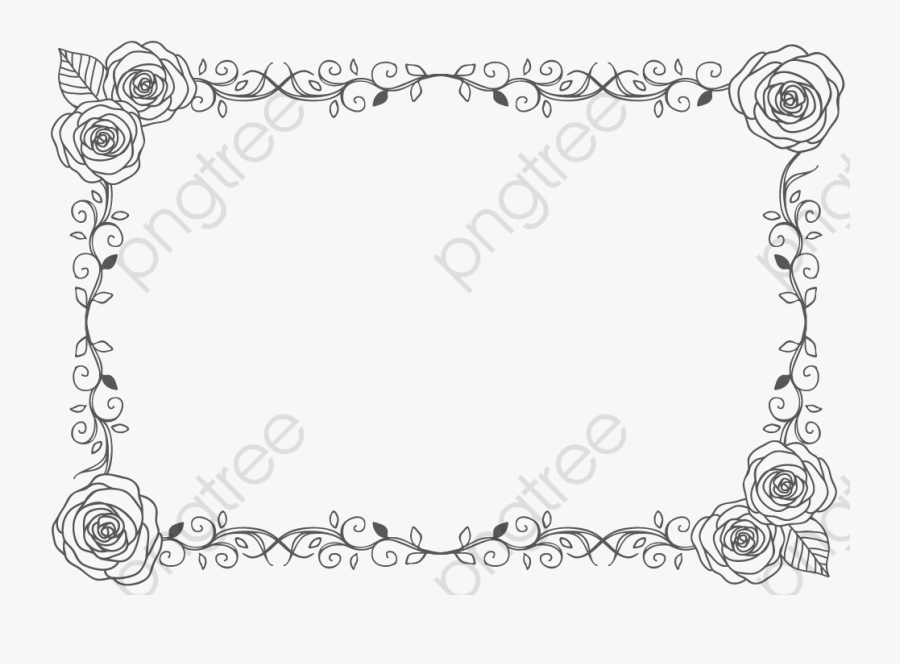 Rose Border Frame Pattern - Нарисованные Розы На Прозрачном Фоне, Transparent Clipart