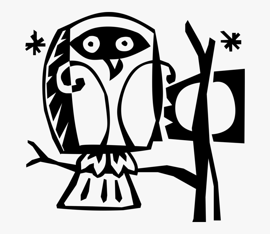 Vector Illustration Of Owl Nocturnal Bird Of Prey Sitting, Transparent Clipart