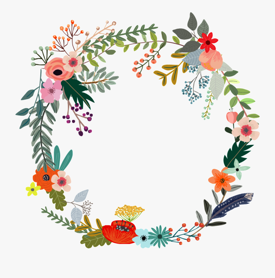 Colorful Flowers Hand Drawn Garland Decorative Elements - Floral Monogram Letter M, Transparent Clipart