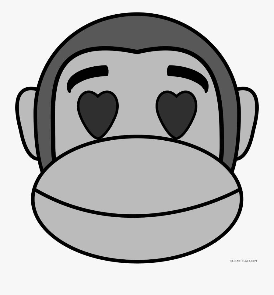 Monkey Emojis Animal Free Black White Clipart Images - Monkey Face Clipart, Transparent Clipart