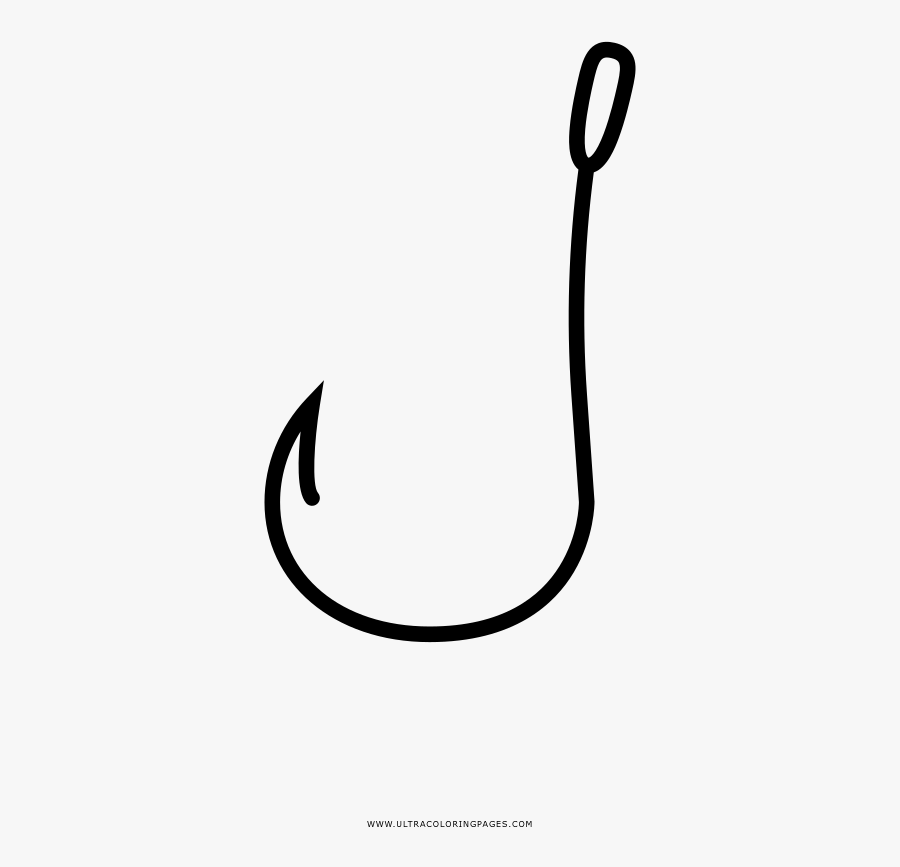 Fishing Hook Coloring Page - Line Art, Transparent Clipart