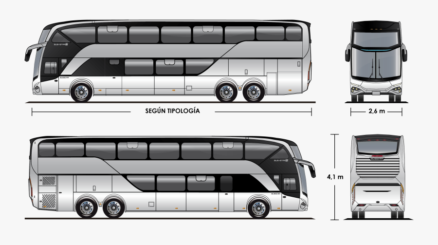 Busstar Dd S Layout - Bus Marcopolo Paradiso 1800 Blueprints, Transparent Clipart